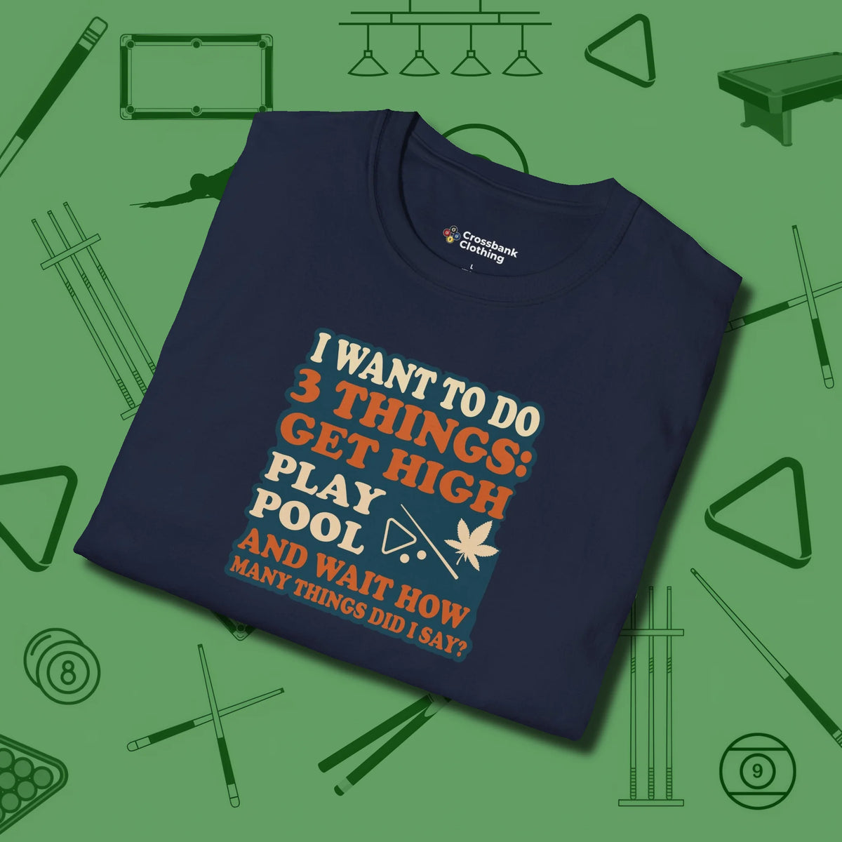 3 Things T-Shirt, folded view, in Navy what the real shooters wear