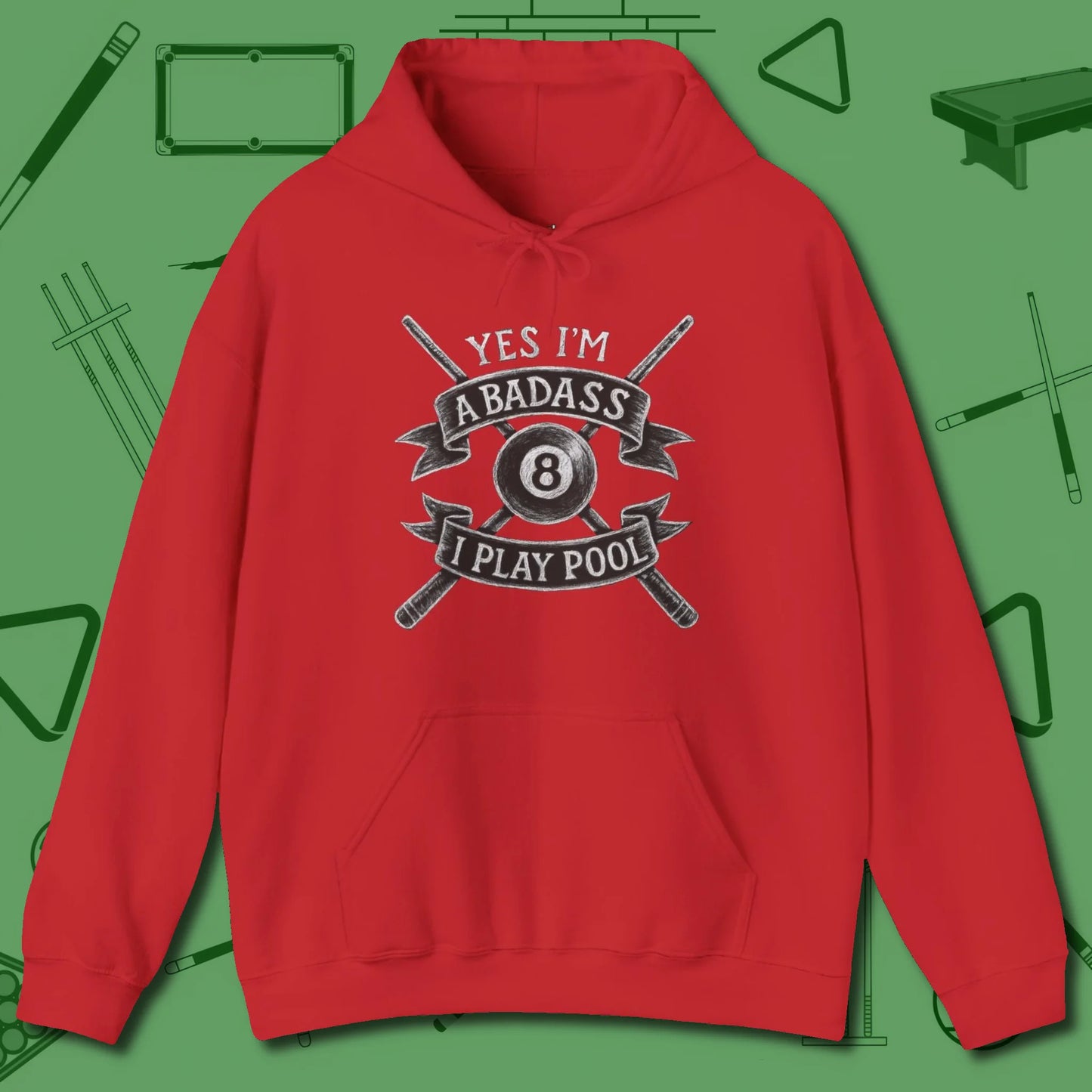 Badass Hoodie, front view, in Red built for bold breaks and quiet confidence