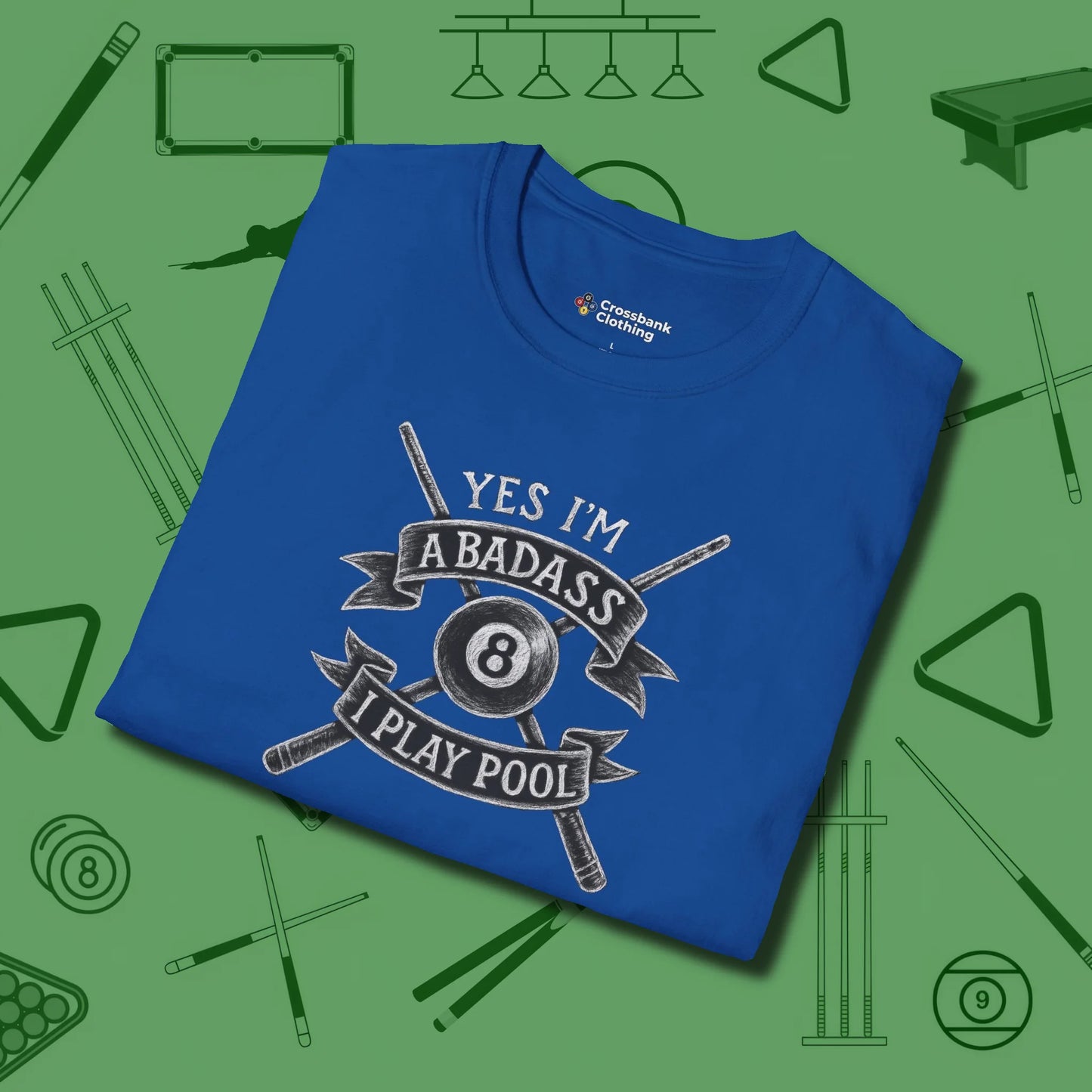 Badass T-Shirt, folded view, in Royal make every shot — and outfit — count
