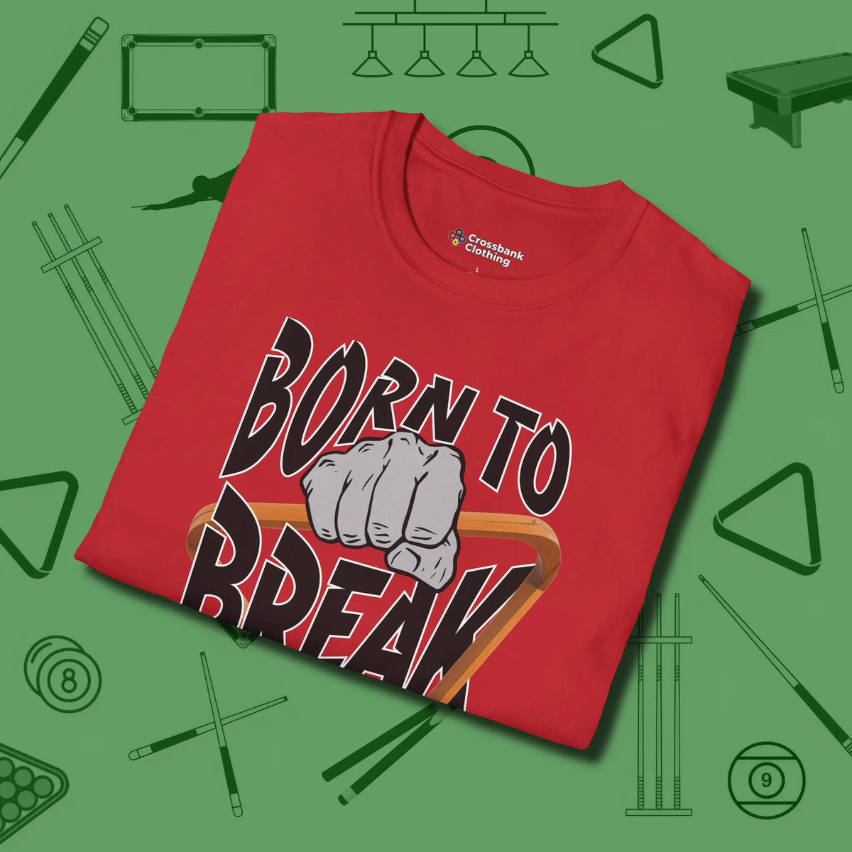 Born To Break T-Shirt, folded view, in Red as serious as your stroke