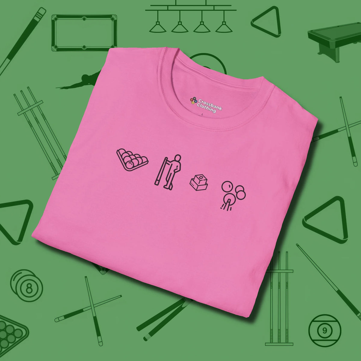 Break Sequence T-Shirt, folded view, in Azalea play in style, win in silence