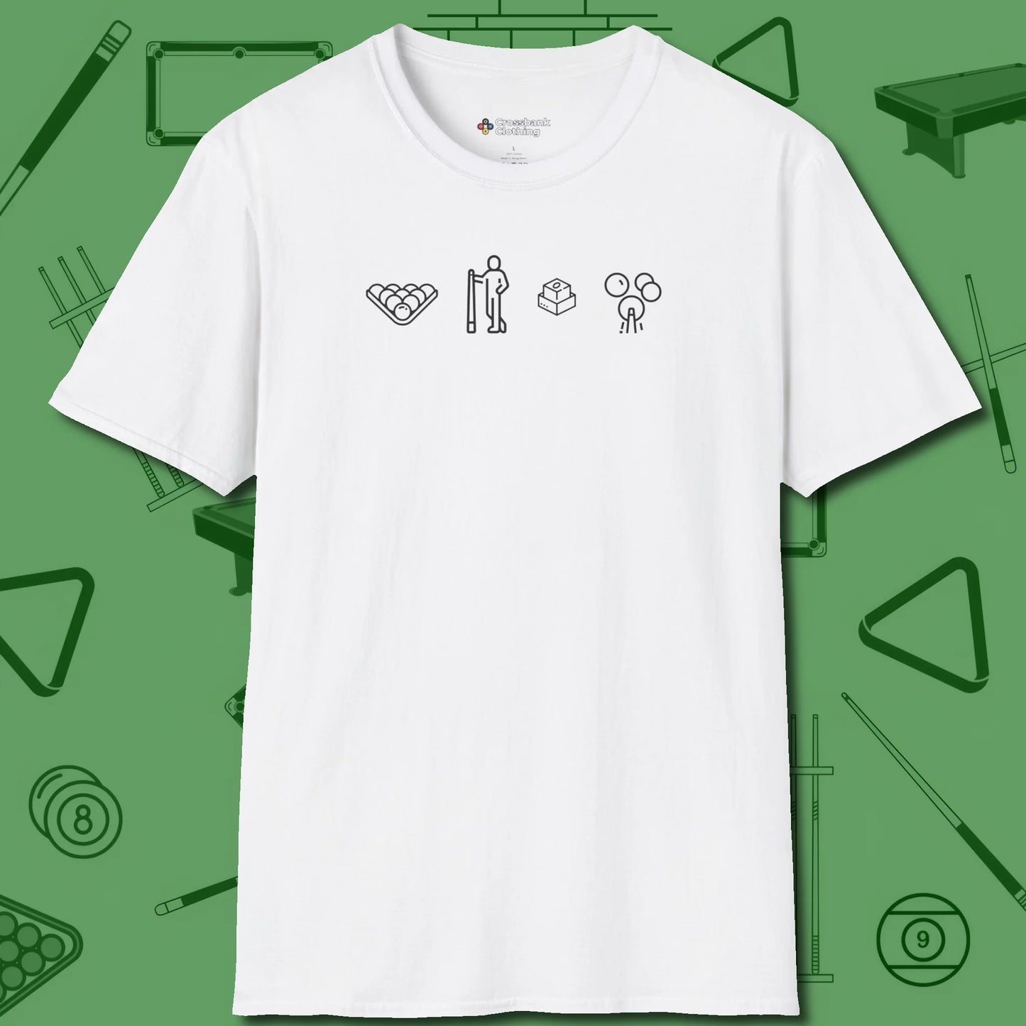 Break Sequence T-Shirt, front view, in White clean lines for dirty minds