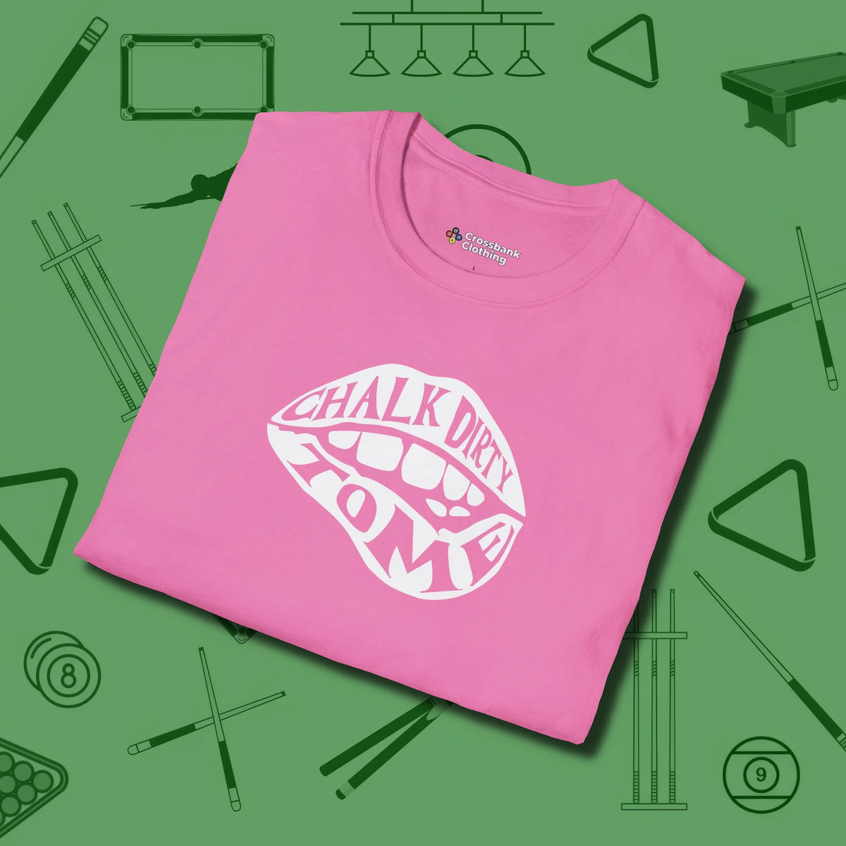 Chalk Dirty to Me T-Shirt, folded view, in Azalea table-tested, street-approved style