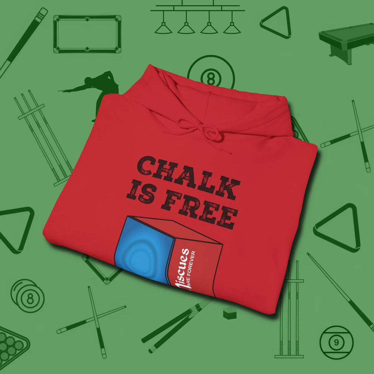 Chalk is Free Hoodie, folded view, in Red as serious as your stroke