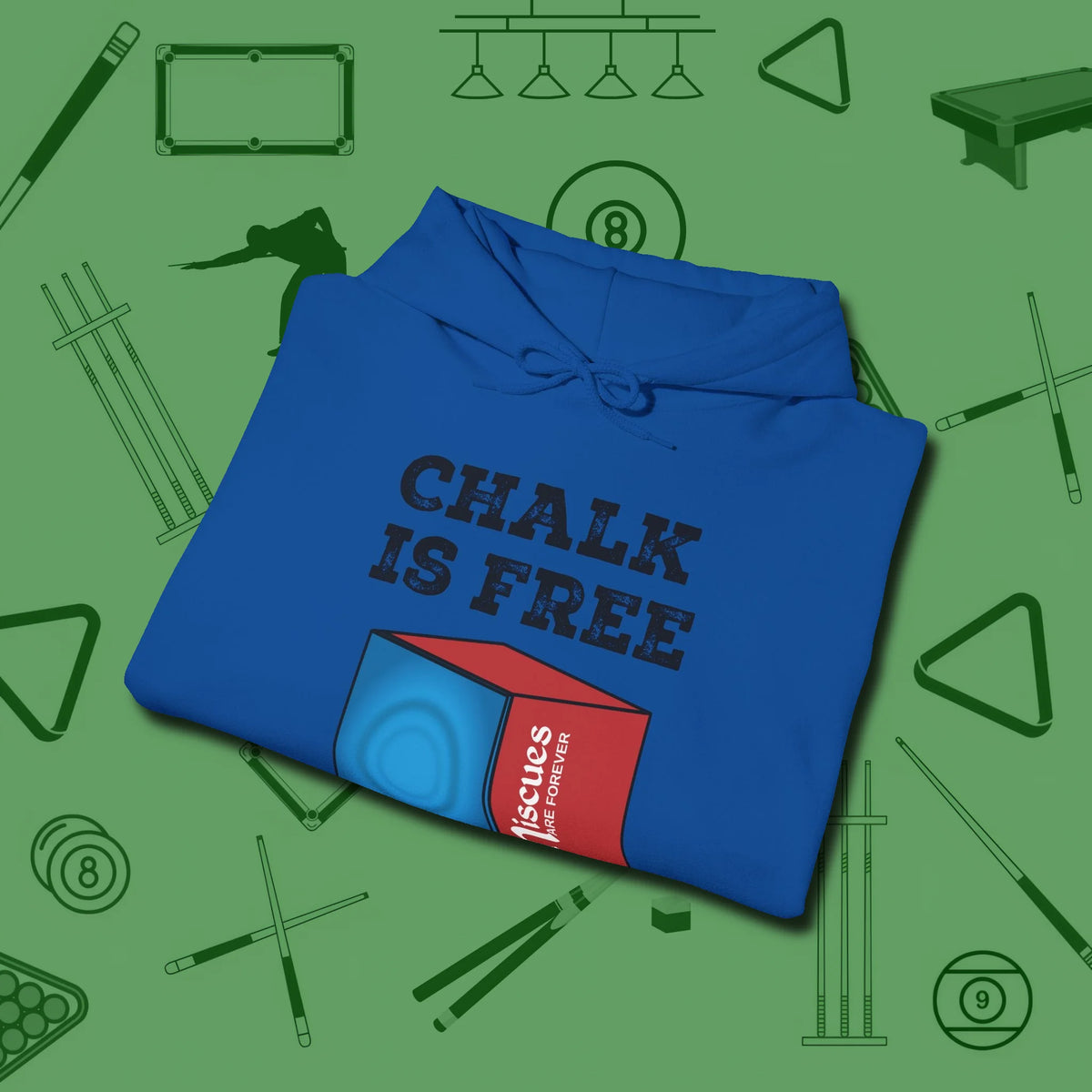 Chalk is Free Hoodie, folded view, in Royal strike fear with swagger and precision