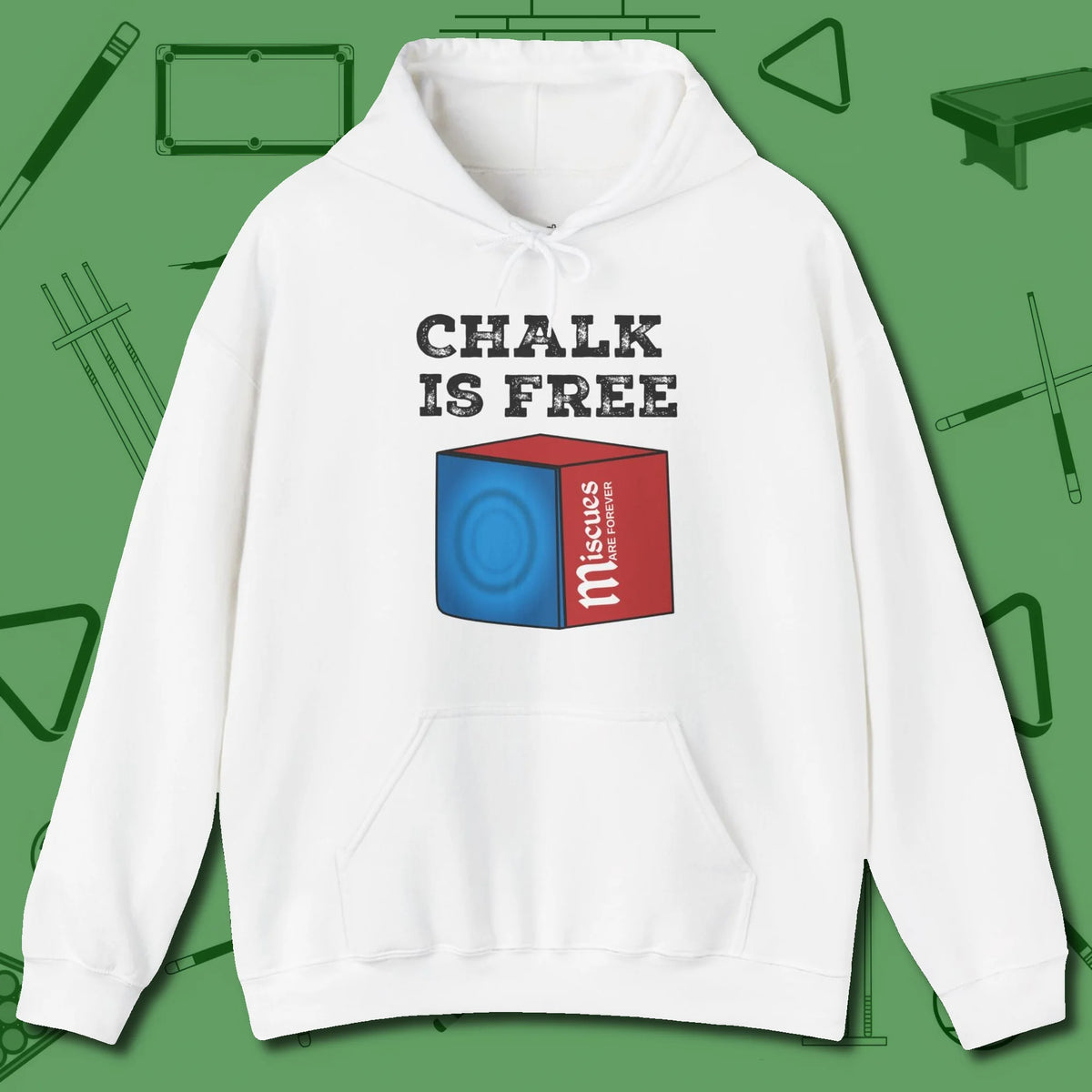 Chalk is Free Hoodie, front view, in White table-tested, street-approved style