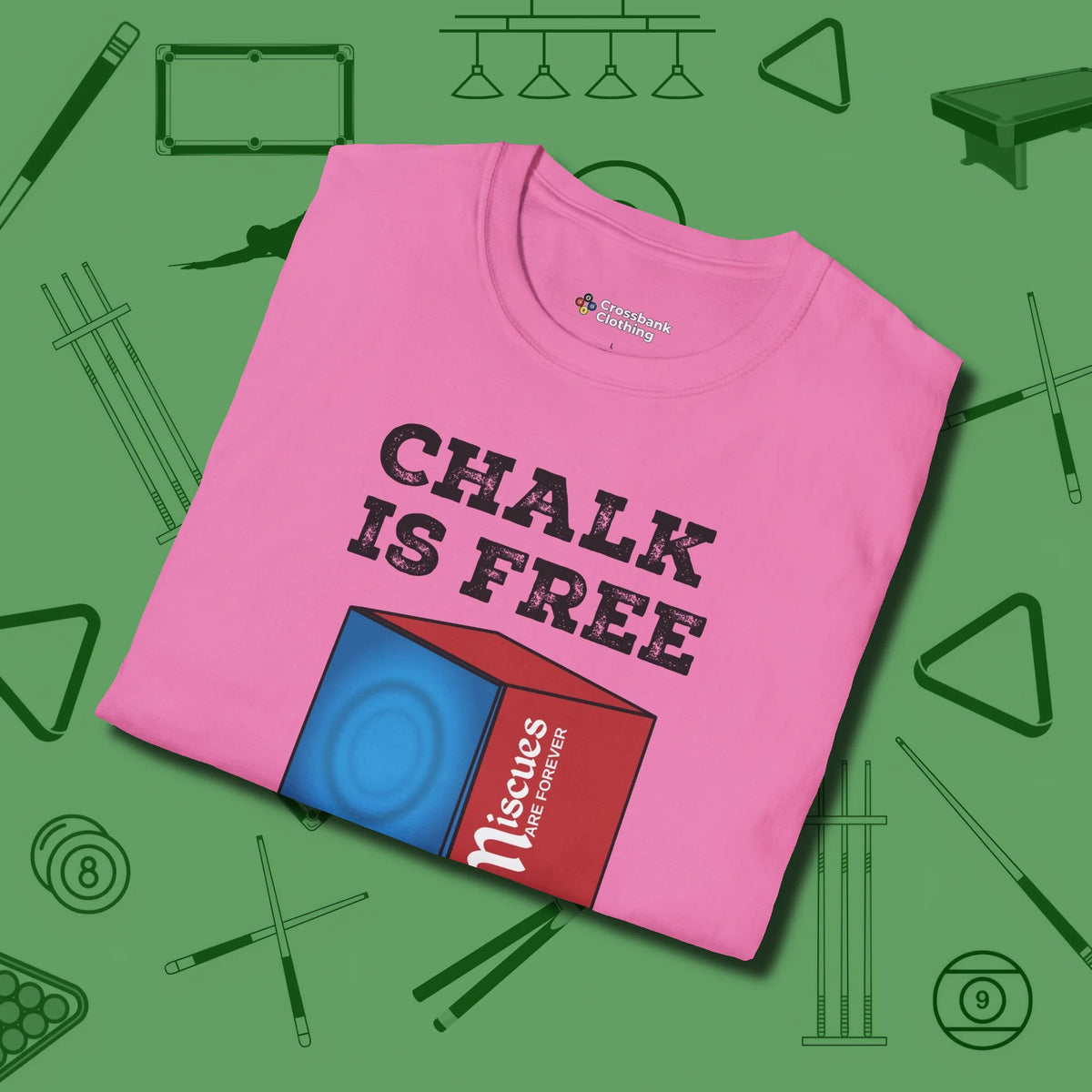 Chalk is Free T-Shirt, folded view, in Azalea smart apparel for strategic players