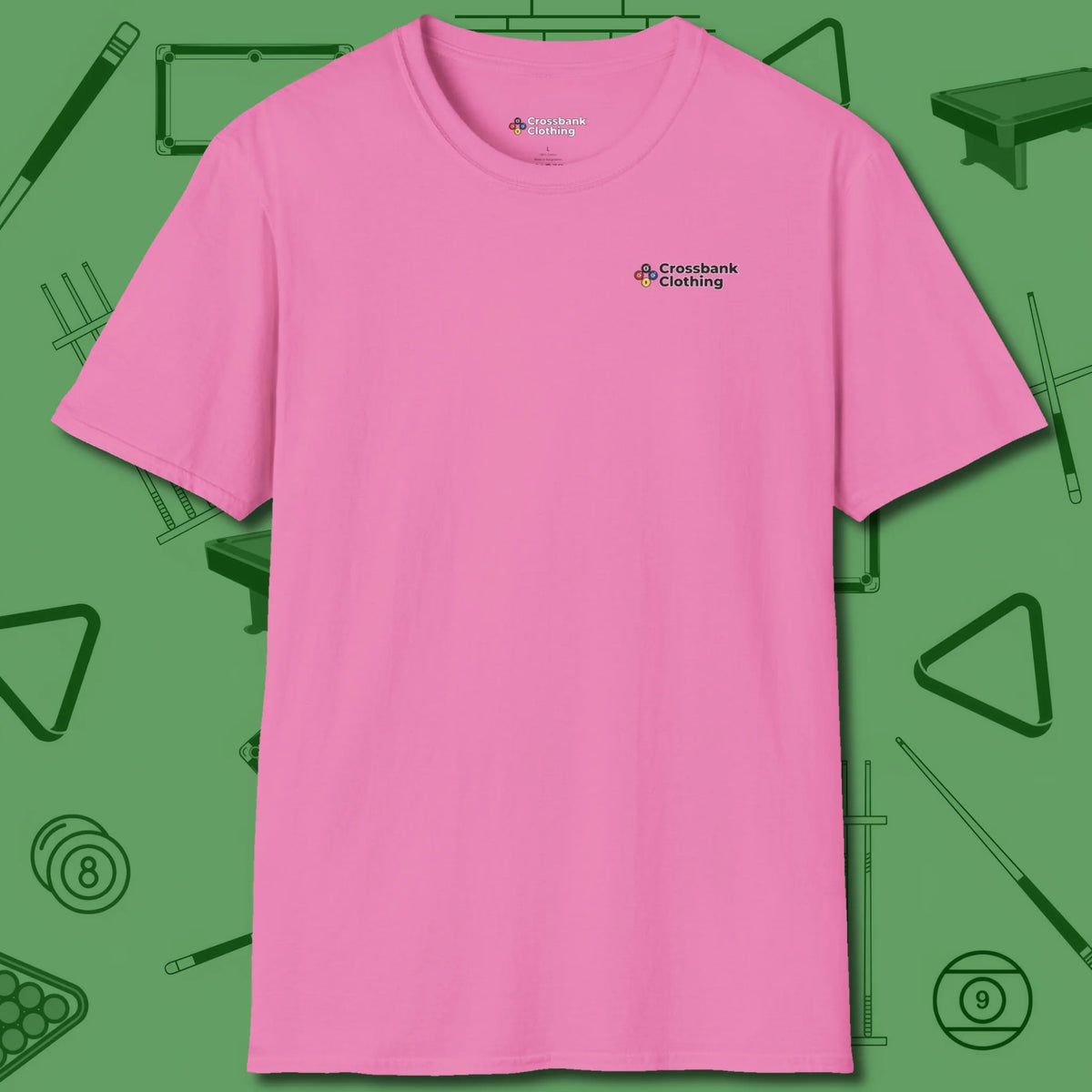 Cue & Bones T-Shirt, front view, in Military Green disciplined look for relentless players