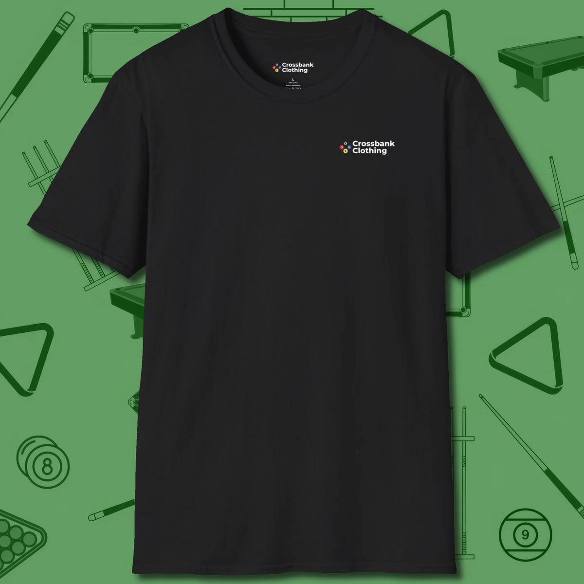 Cue & Bones T-Shirt, front view, in Sport Grey a go-to tee for league regulars