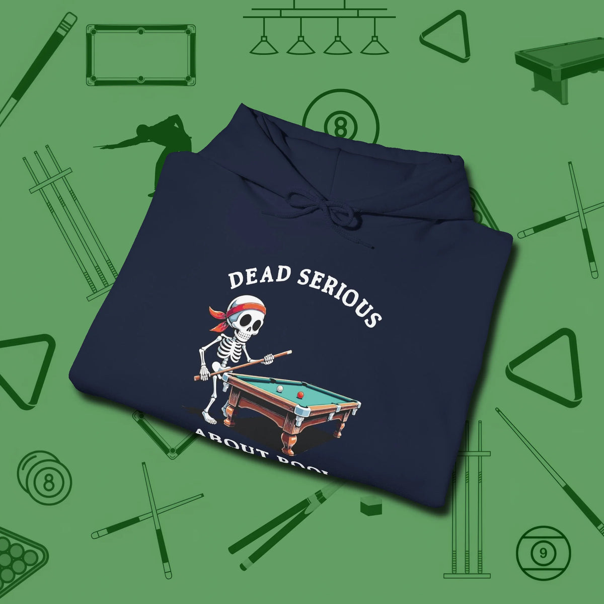 Dead Serious About Hoodie, folded view, in Navy what the real shooters wear