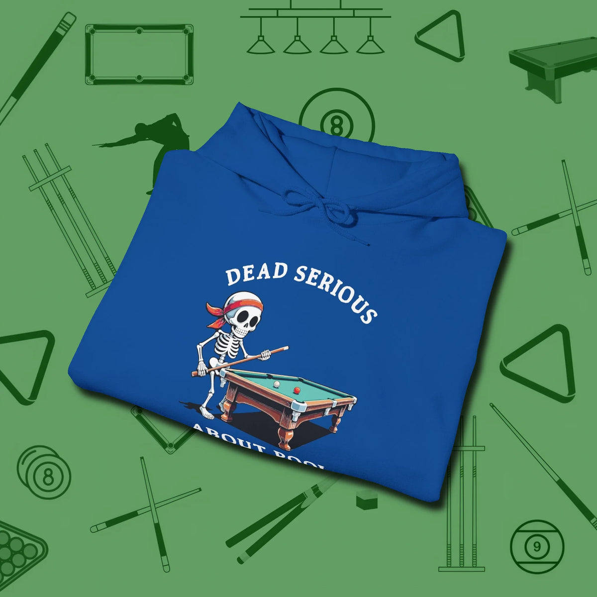 Dead Serious About Hoodie, folded view, in Royal the shirt that plays position