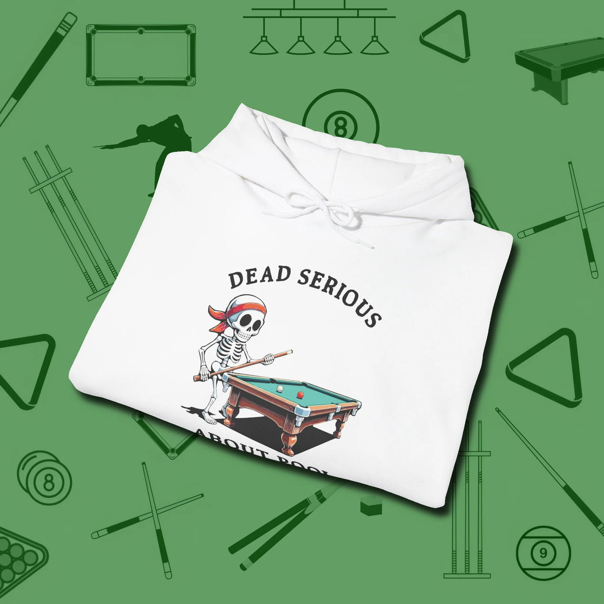 Dead Serious About Hoodie, folded view, in White cool under pressure, hot on the eyes