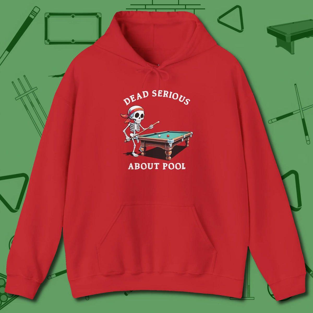 Dead Serious About Hoodie, front view, in Red as serious as your stroke