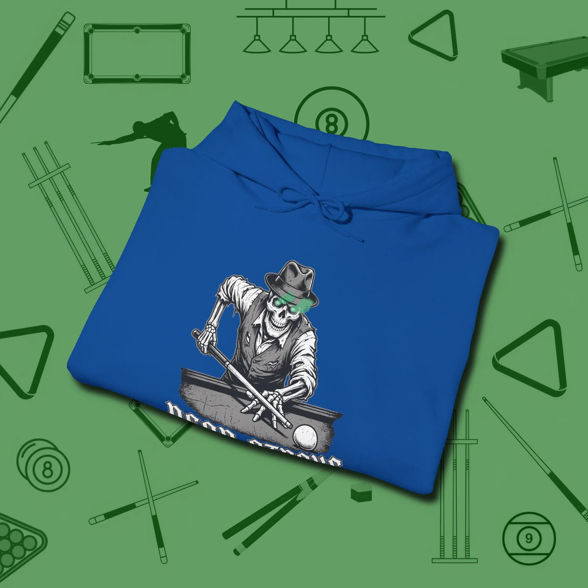 Dead Stroke Hoodie, folded view, in Royal attitude built for the long haul