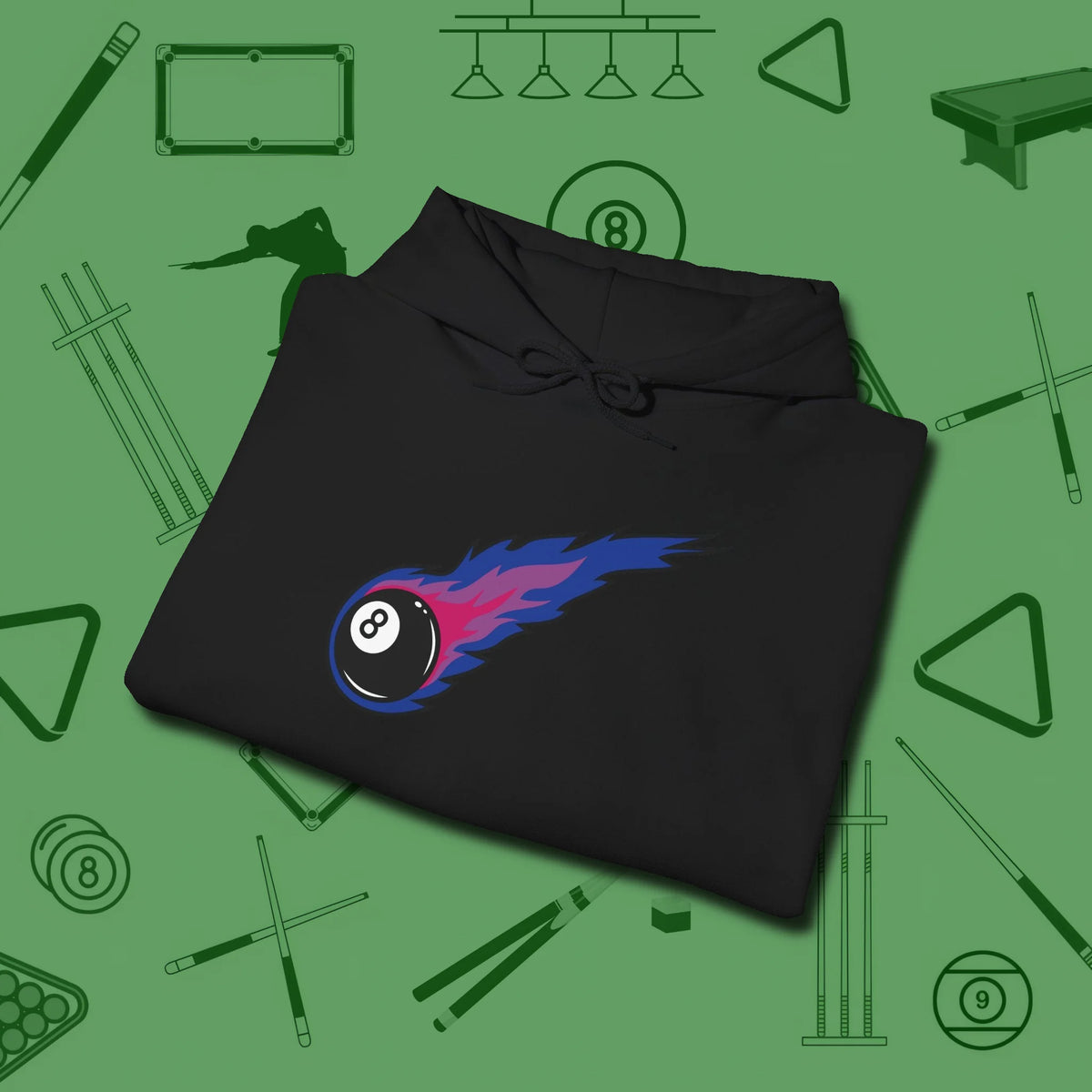 Eight Ball Comet Hoodie, folded view, in Black precise, confident, always in control