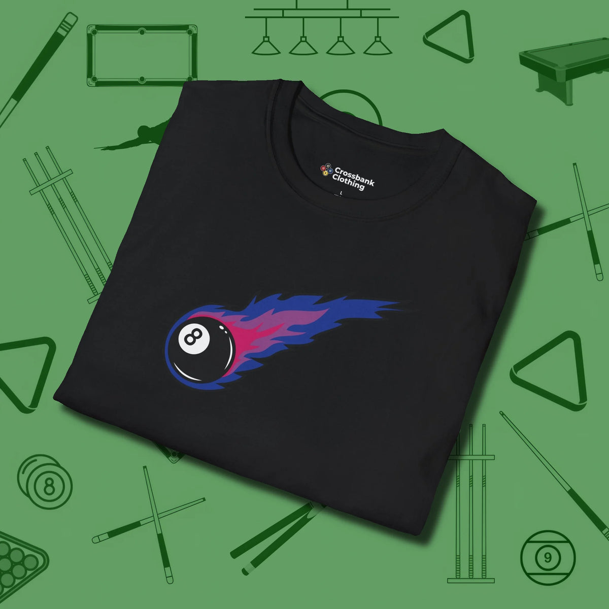 Eight Ball Comet T-Shirt, folded view, in Black precise, confident, always in control