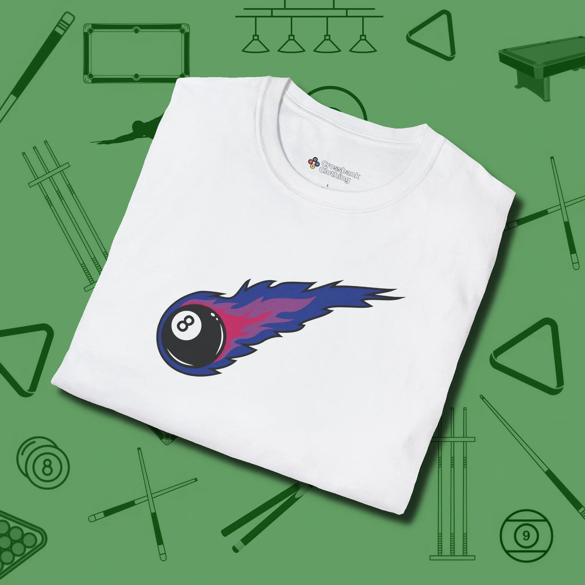 Eight Ball Comet T-Shirt, folded view, in White smart apparel for strategic players