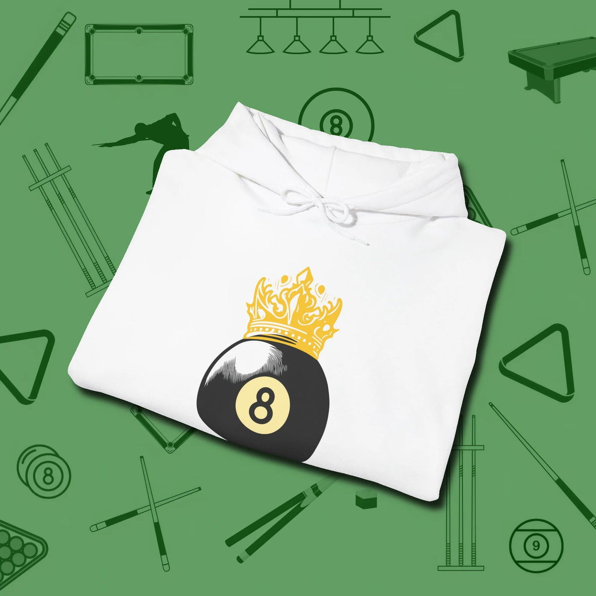 Eight Ball Crown Hoodie, folded view, in White make every shot — and outfit — count