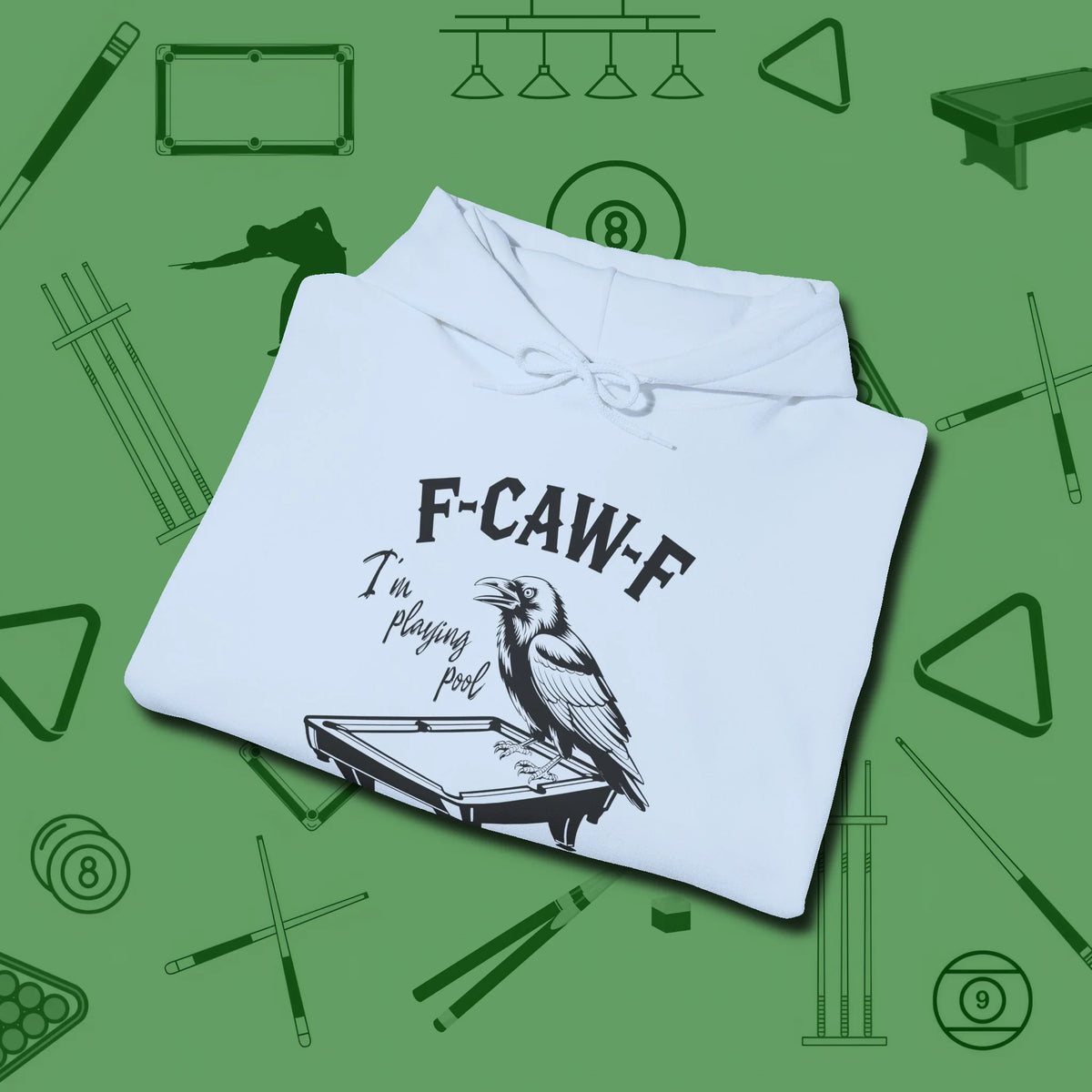 F-CAW-F Crow Hoodie, folded view, in Light Blue put your best game on display
