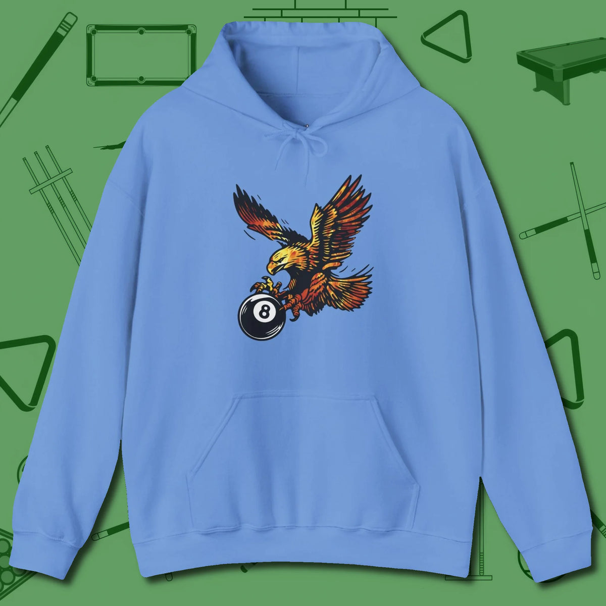 Fire Eagle Hoodie, front view, in Carolina Blue for players who live the game