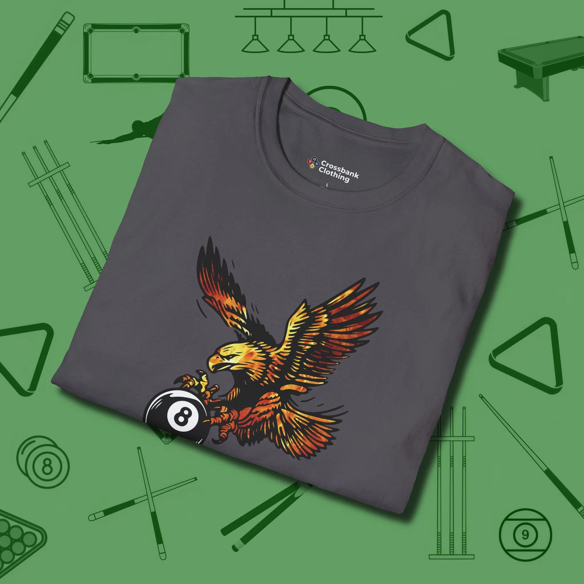 Fire Eagle T-Shirt, folded view, in Charcoal smart apparel for strategic players