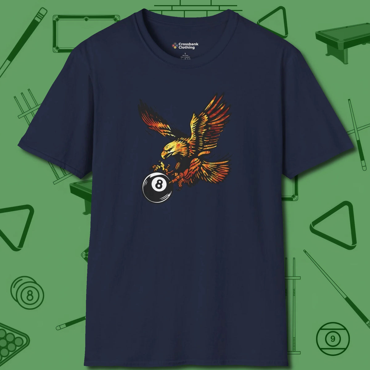 Fire Eagle T-Shirt, front view, in Navy smart apparel for strategic players