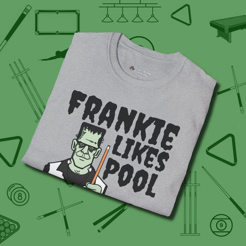 Frankie Likes Customizable T-Shirt, folded view, in Sport Grey what champions wear between racks