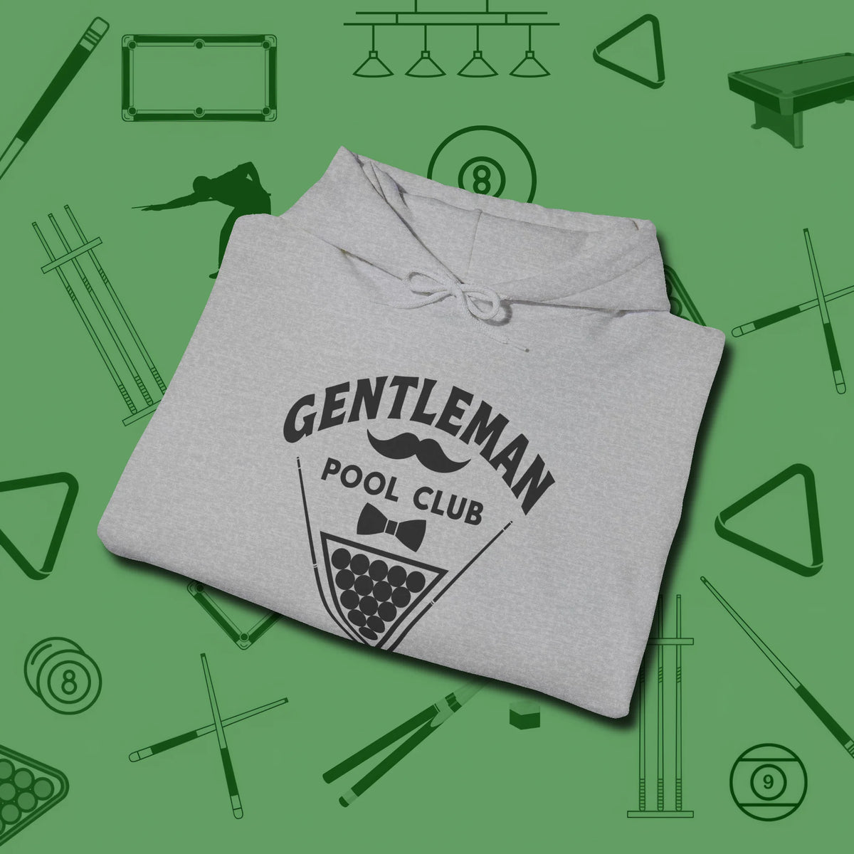 Gentleman Club Hoodie, folded view, in Sport Grey as serious as your stroke