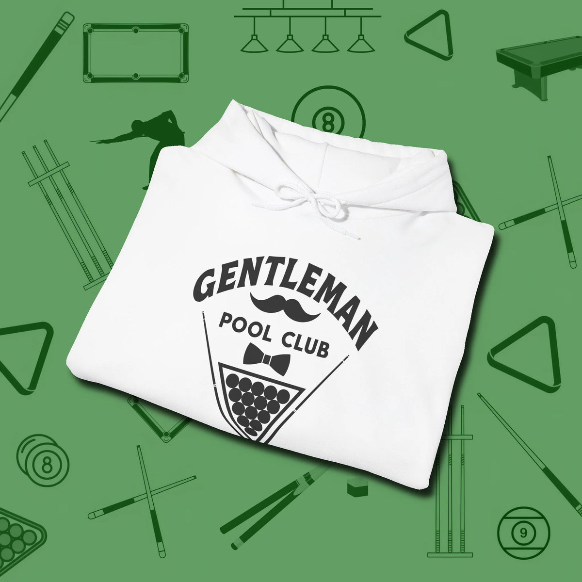Gentleman Club Hoodie, folded view, in White the shirt that plays position