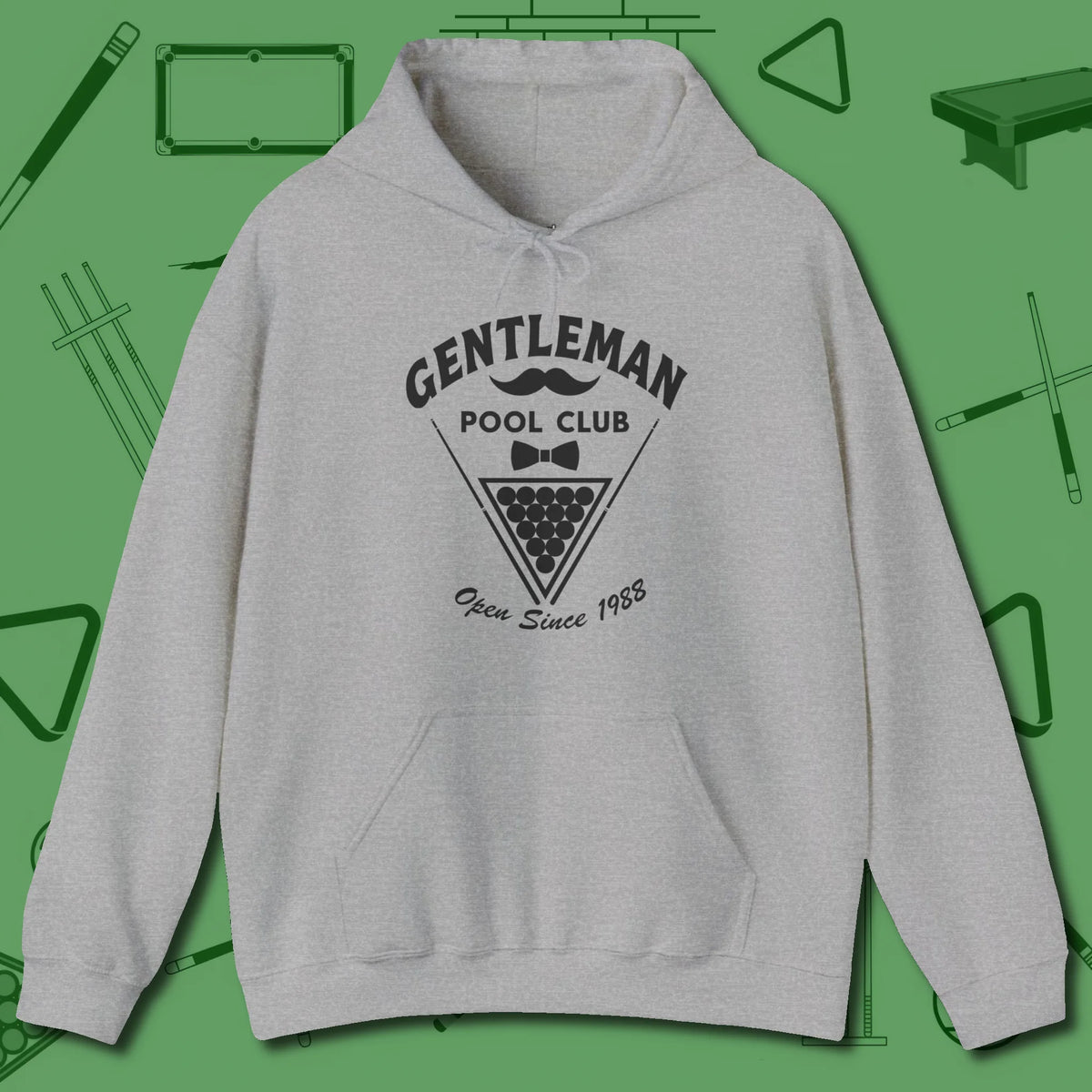 Gentleman Club Hoodie, front view, in Sport Grey strike fear with swagger and precision