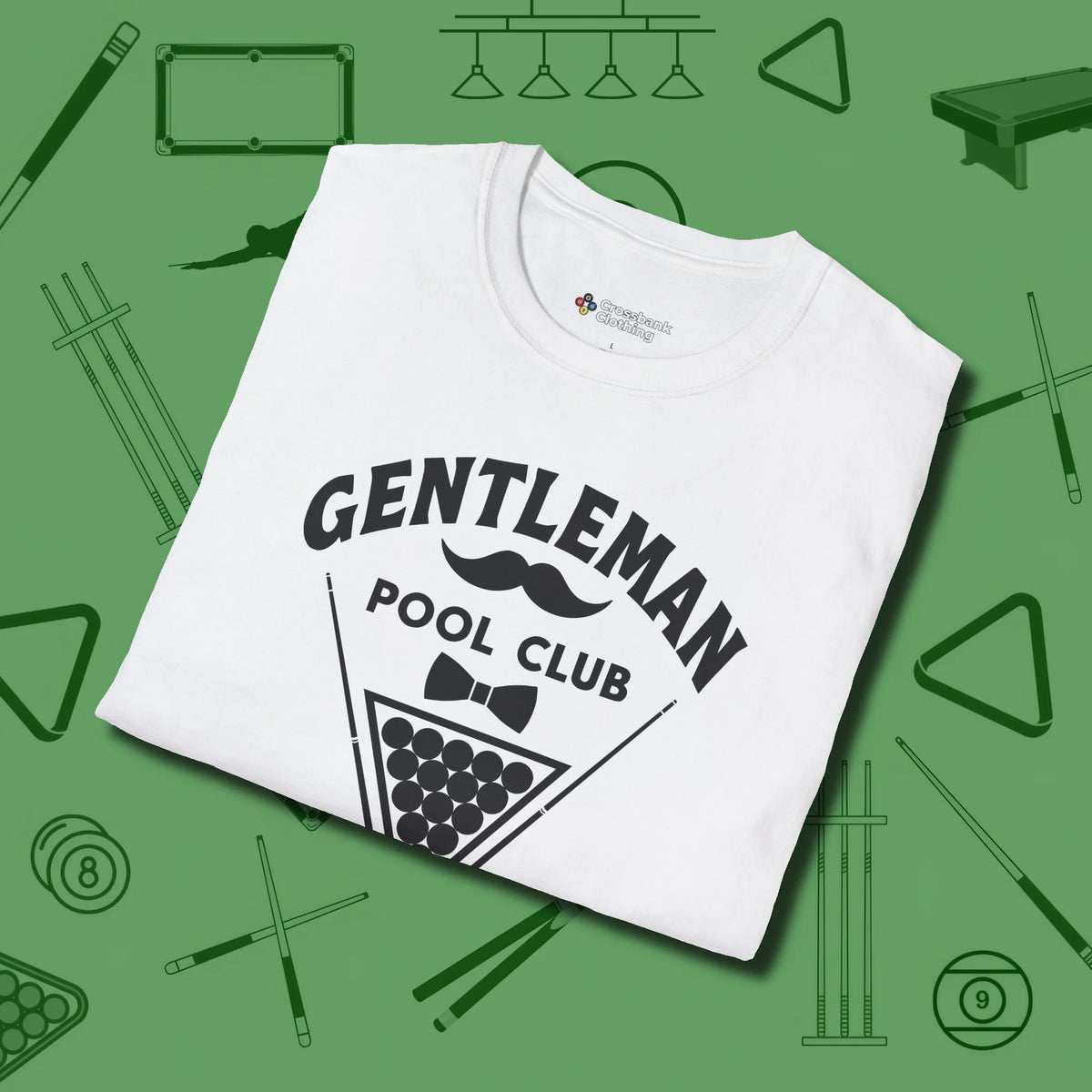 Gentleman Club T-Shirt, folded view, in White the shirt that plays position