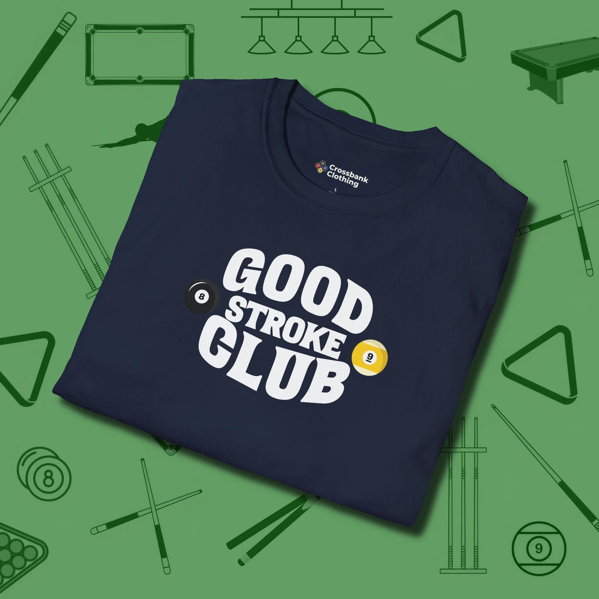 Good Stroke Club T-Shirt, folded view, in Navy make every shot — and outfit — count