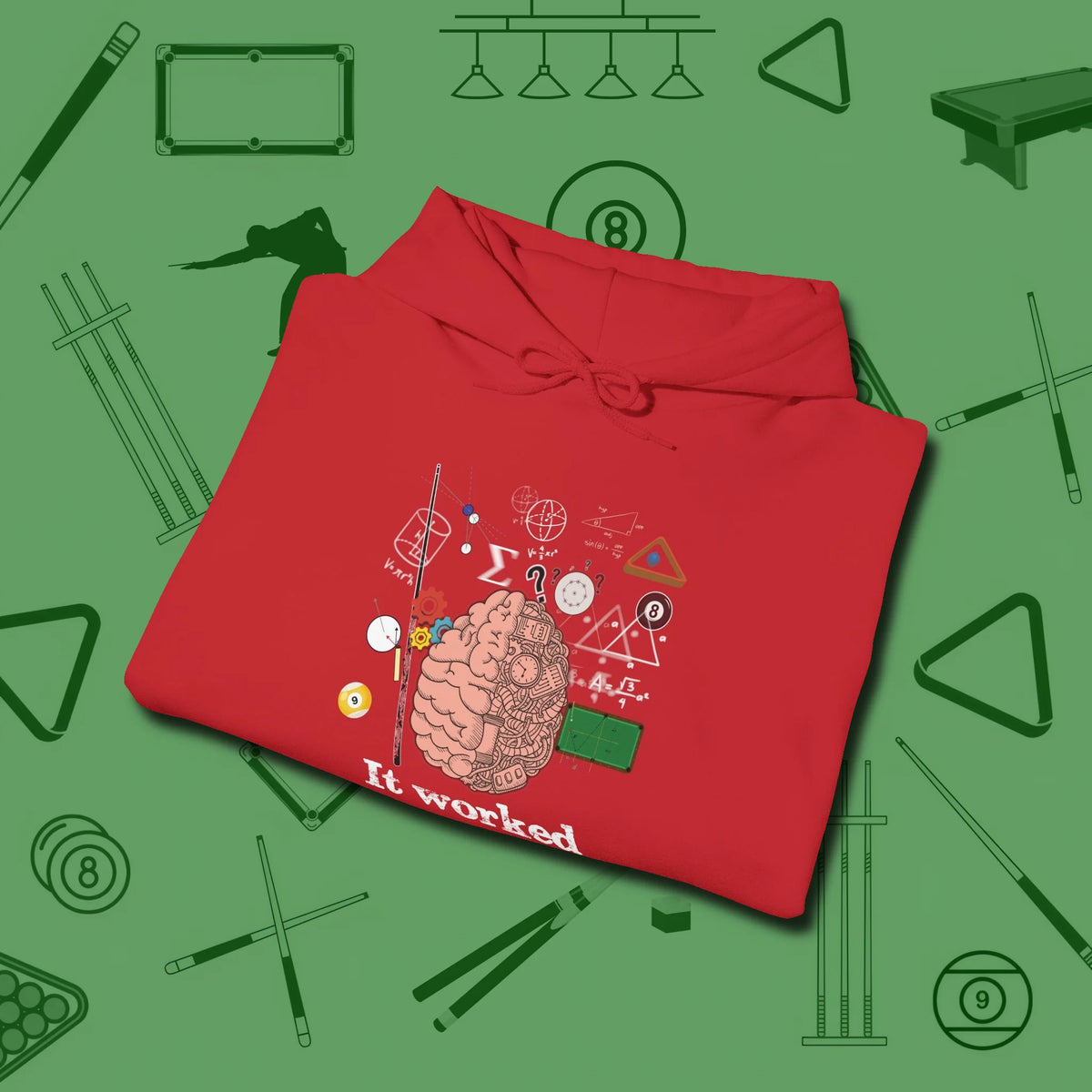 It Worked In My Head Hoodie, folded view, in Red your secret weapon off the table