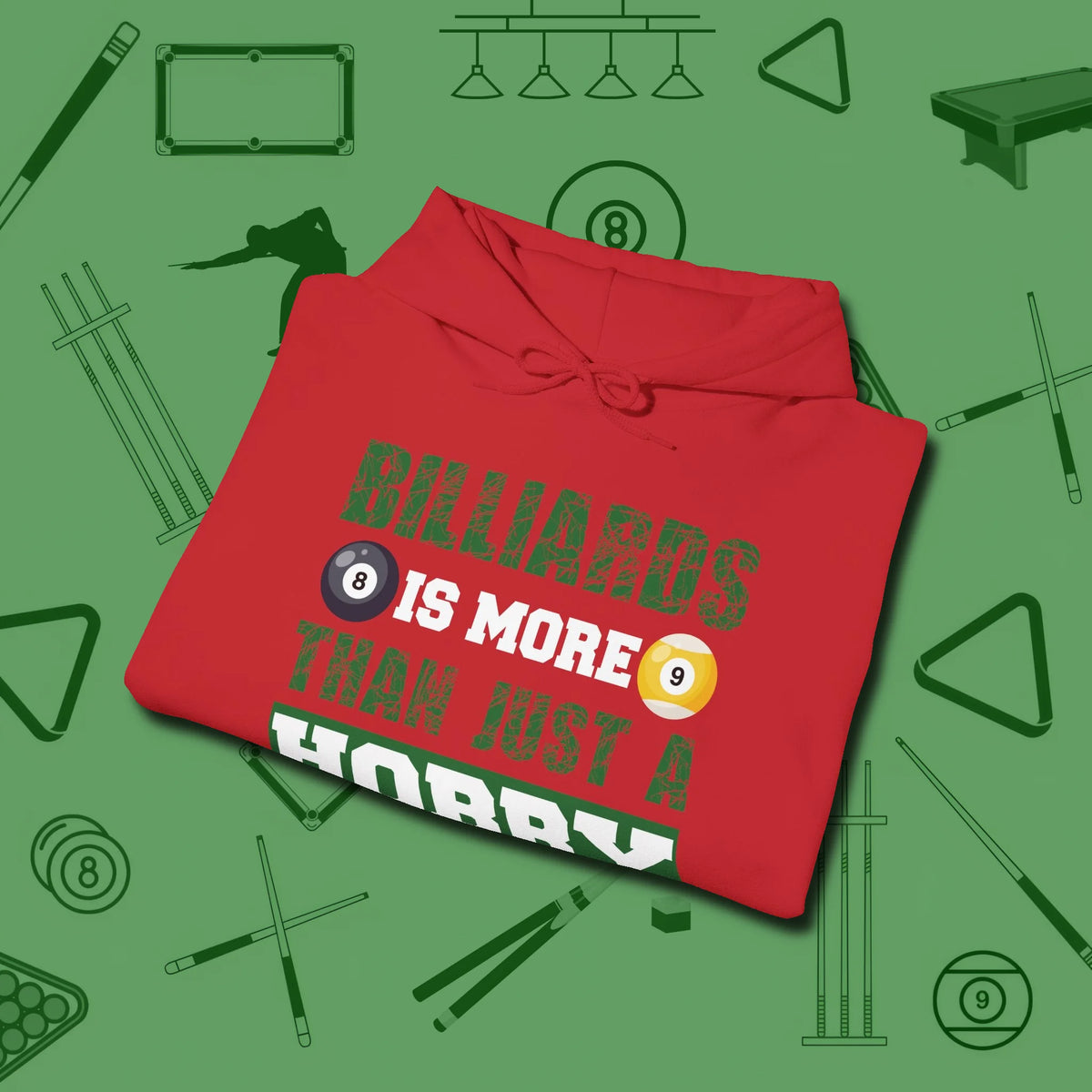 More Than A Hobby Hoodie, folded view, in Red because the table is your battlefield