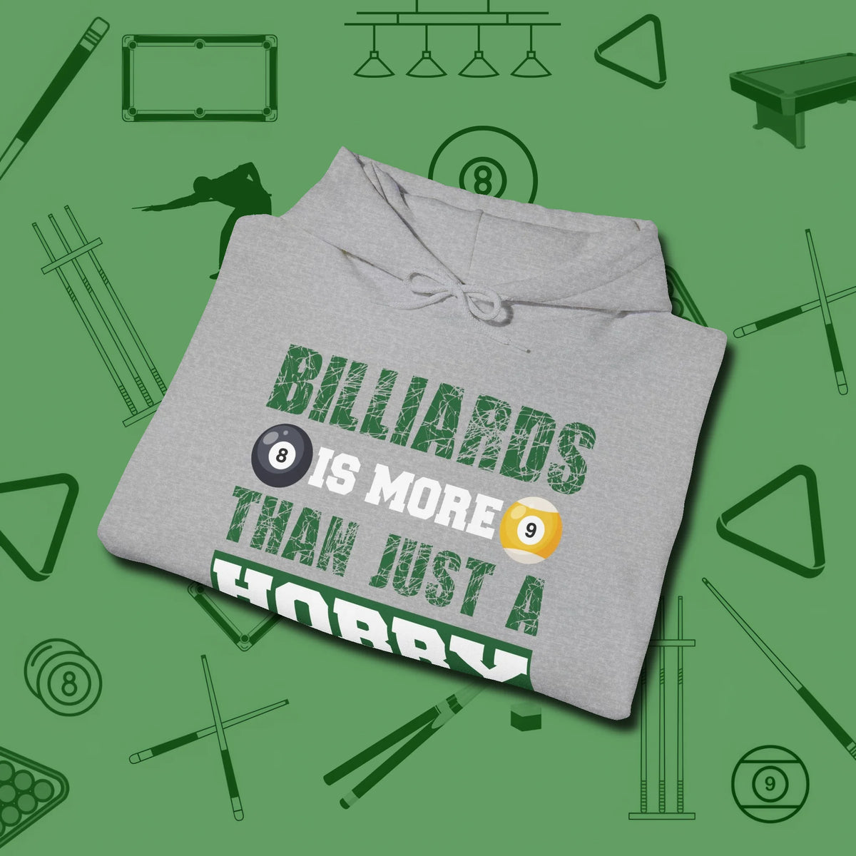 More Than A Hobby Hoodie, folded view, in Sport Grey clean lines for dirty minds