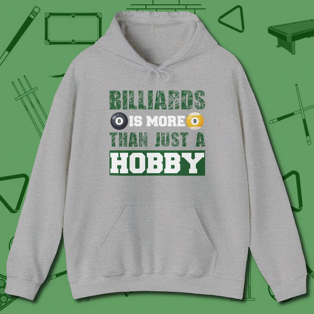 More Than A Hobby Hoodie, front view, in Sport Grey strike fear with swagger and precision
