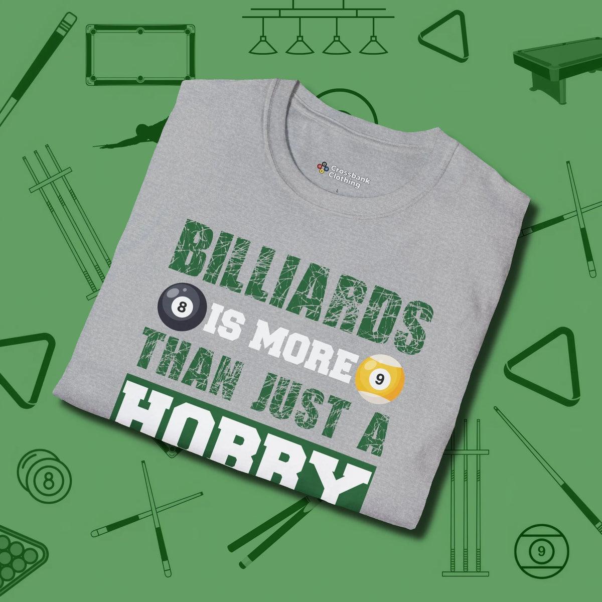 More Than A Hobby T-Shirt, folded view, in Sport Grey break, run out, turn heads — repeat