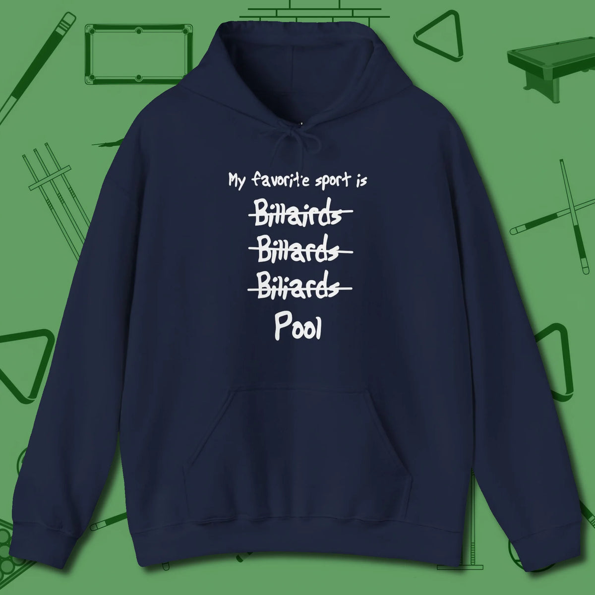 My Favorite Sport Is Hoodie, front view, in Navy fashion with break-and-run energy