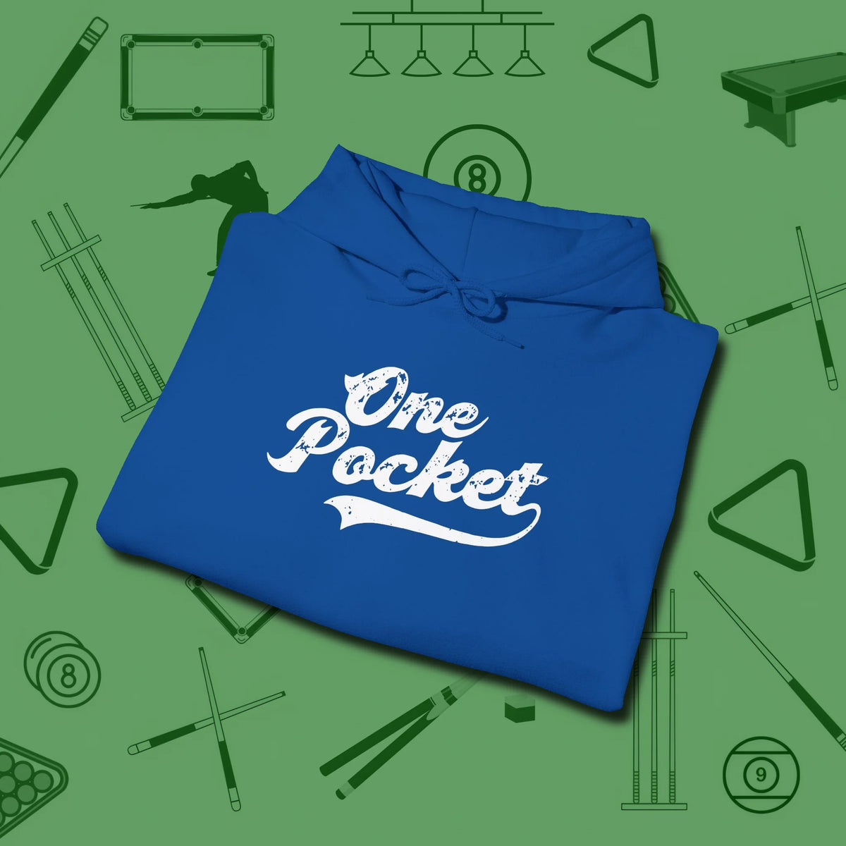 One Pocket Classic Hoodie, folded view, in Royal for shooters who dress like they play: sharp