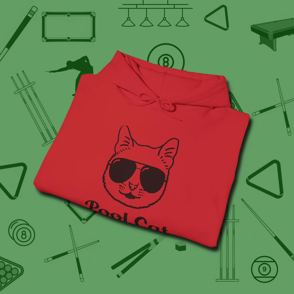 Cat Hoodie, folded view, in Red what champions wear between racks