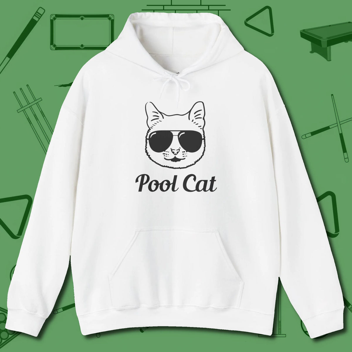 Cat Hoodie, front view, in White confidence stitched in every seam