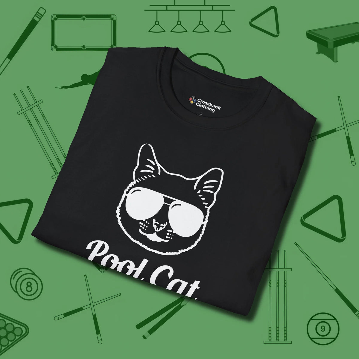 Cat T-Shirt, folded view, in Black perfect for players with quiet fire