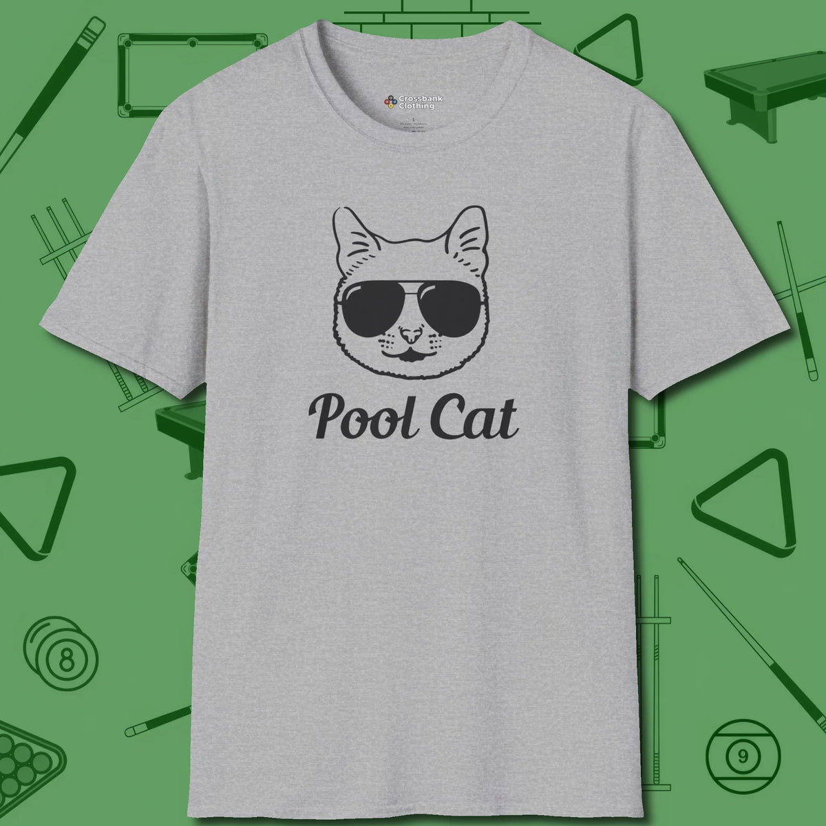 Cat T-Shirt, front view, in Sport Grey your secret weapon off the table