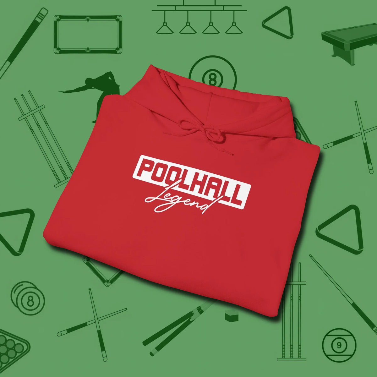 Hall Legend Hoodie, folded view, in Red strike fear with swagger and precision