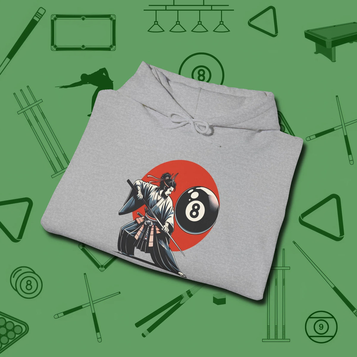 Hall Samurai Hoodie, folded view, in Sport Grey style that banks as hard as you do