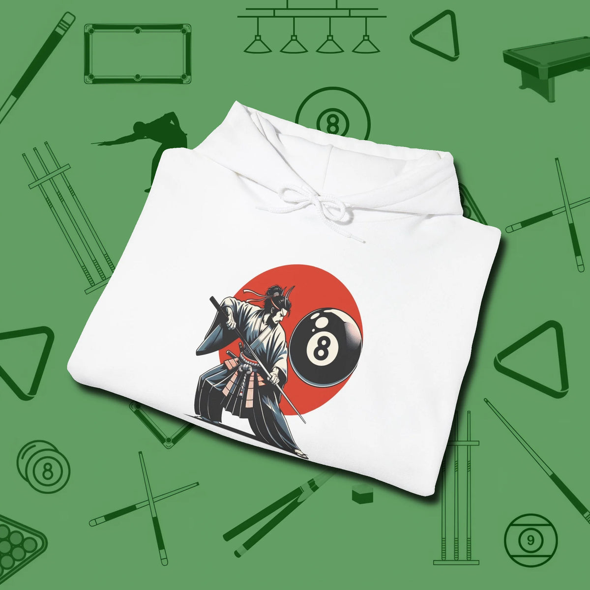 Hall Samurai Hoodie, folded view, in White break, run out, turn heads — repeat