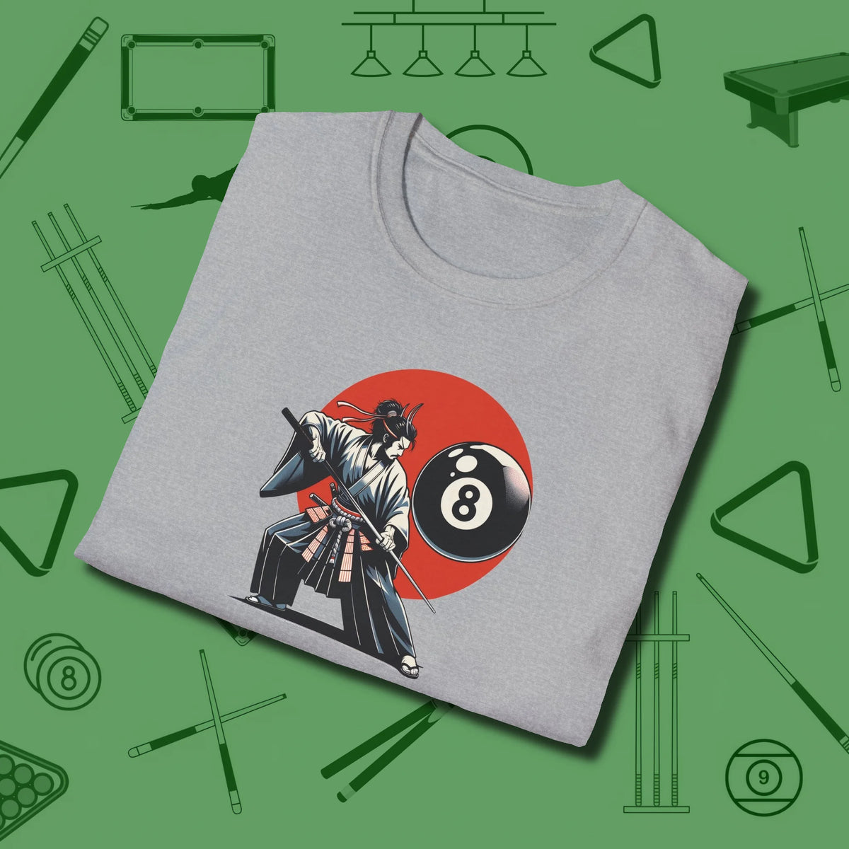 Hall Samurai T-Shirt, folded view, in Sport Grey cool under pressure, hot on the eyes