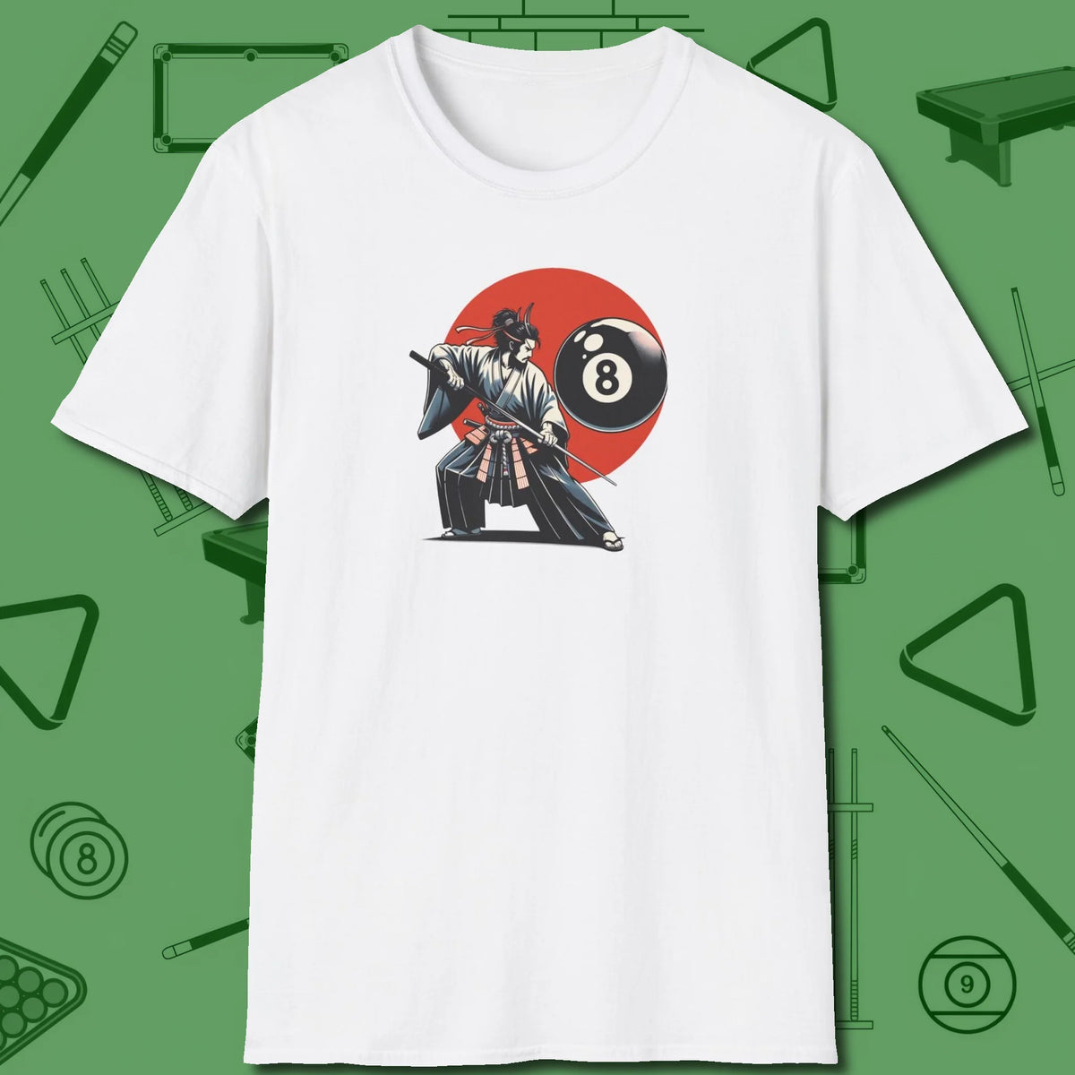 Hall Samurai T-Shirt, front view, in White perfect for players with quiet fire