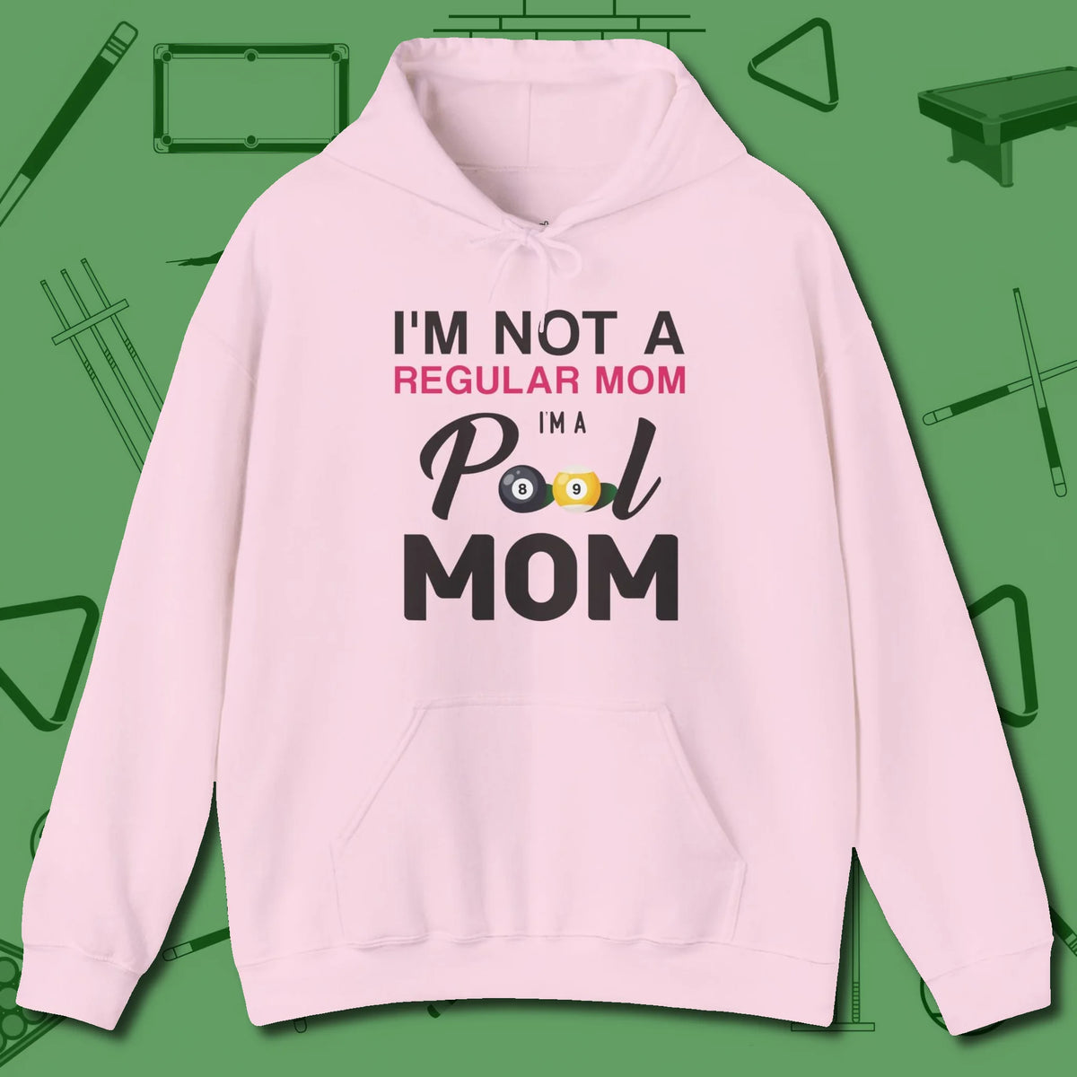 Mom Hoodie, front view, in Light Pink precise, confident, always in control