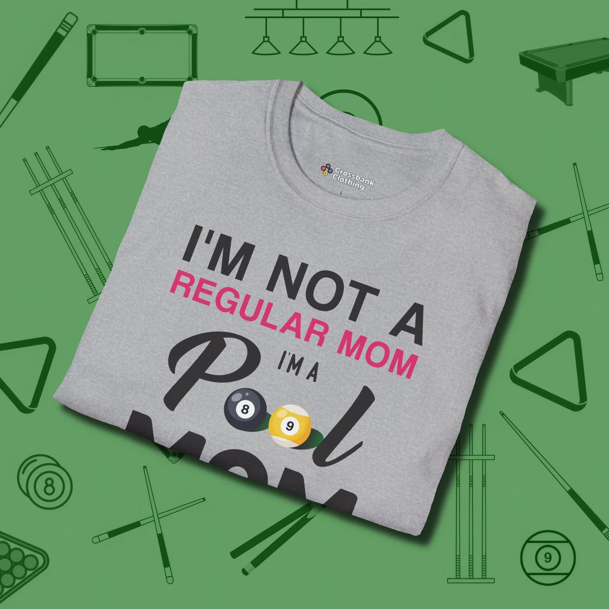 Mom T-Shirt, folded view, in Sport Grey designed for dead stroke and deadpan looks